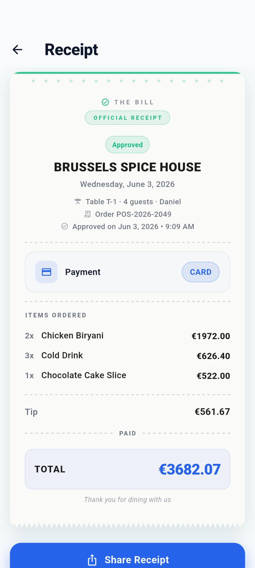 Manual Receipt Entry